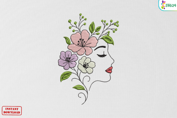 Floral Woman Face Blossom Pattern Review